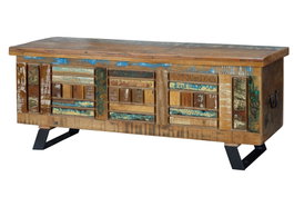 Giner Y Colomer Baúl Exclusivo de Madera Reciclada Multicolor con Pies Metálicos